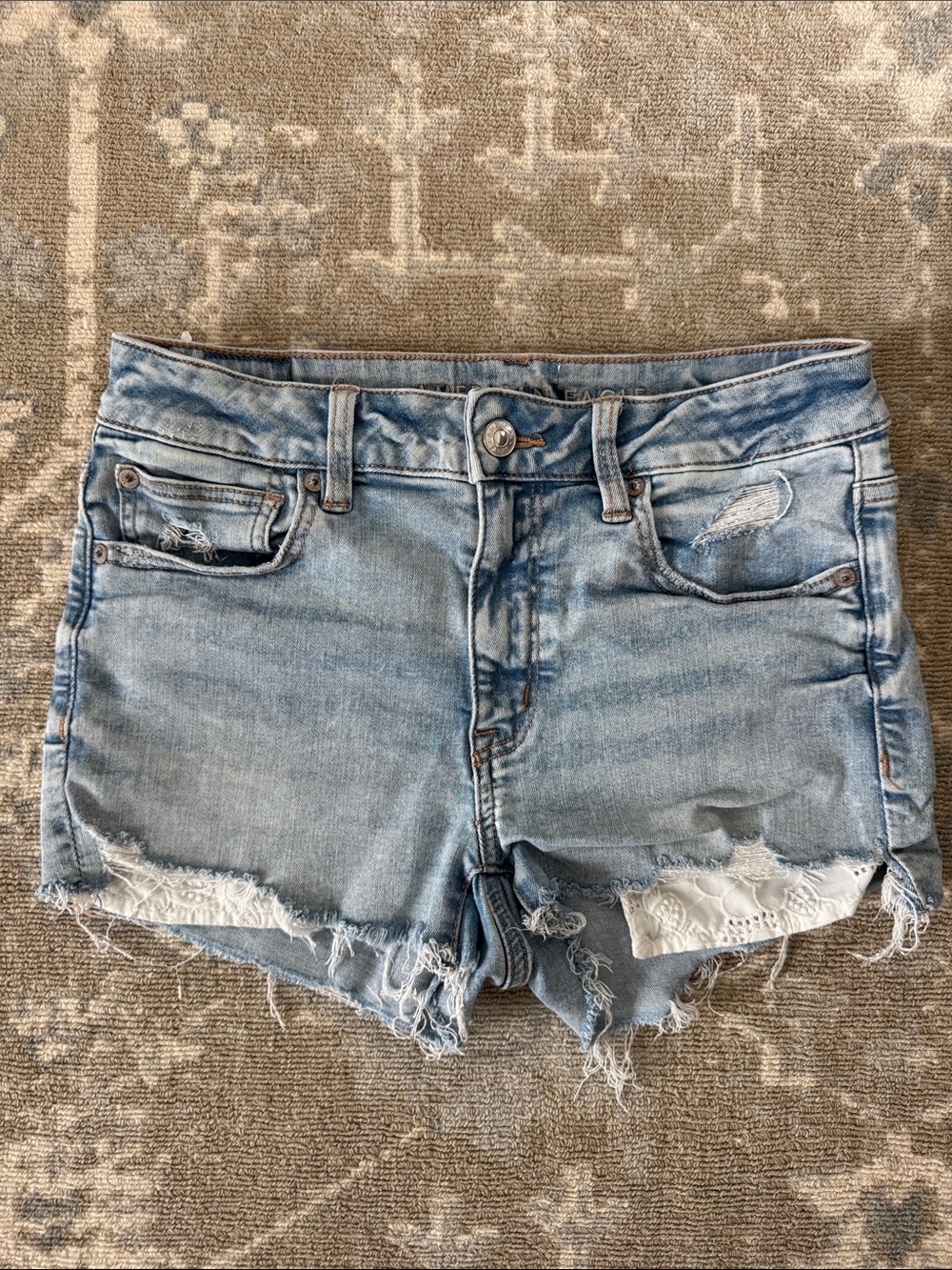 American Eagle Outfitters Light Blue Distressed Denim Shorts